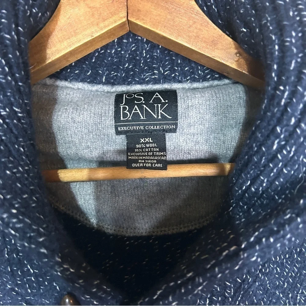 JoS A Bank exclusive collection wool navy blue knit collared sweater 2XL